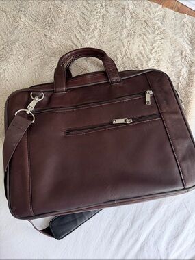 Kenneth Cole Reaction Men's Leather Briefcase Bag in Dark Brown